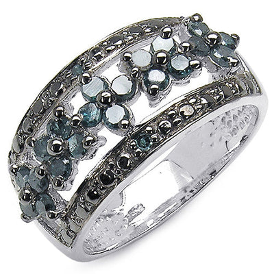 Bague de fiançailles en argent sterling avec diamant bleu véritable de 0,62 carat
