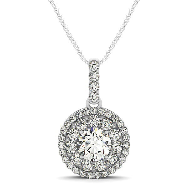 14k White Gold Diamond Halo Pendant (1 1/4 cttw)