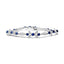 18K White Gold Diamond & Blue Sapphire Floral Link Bracelet - Size 7"