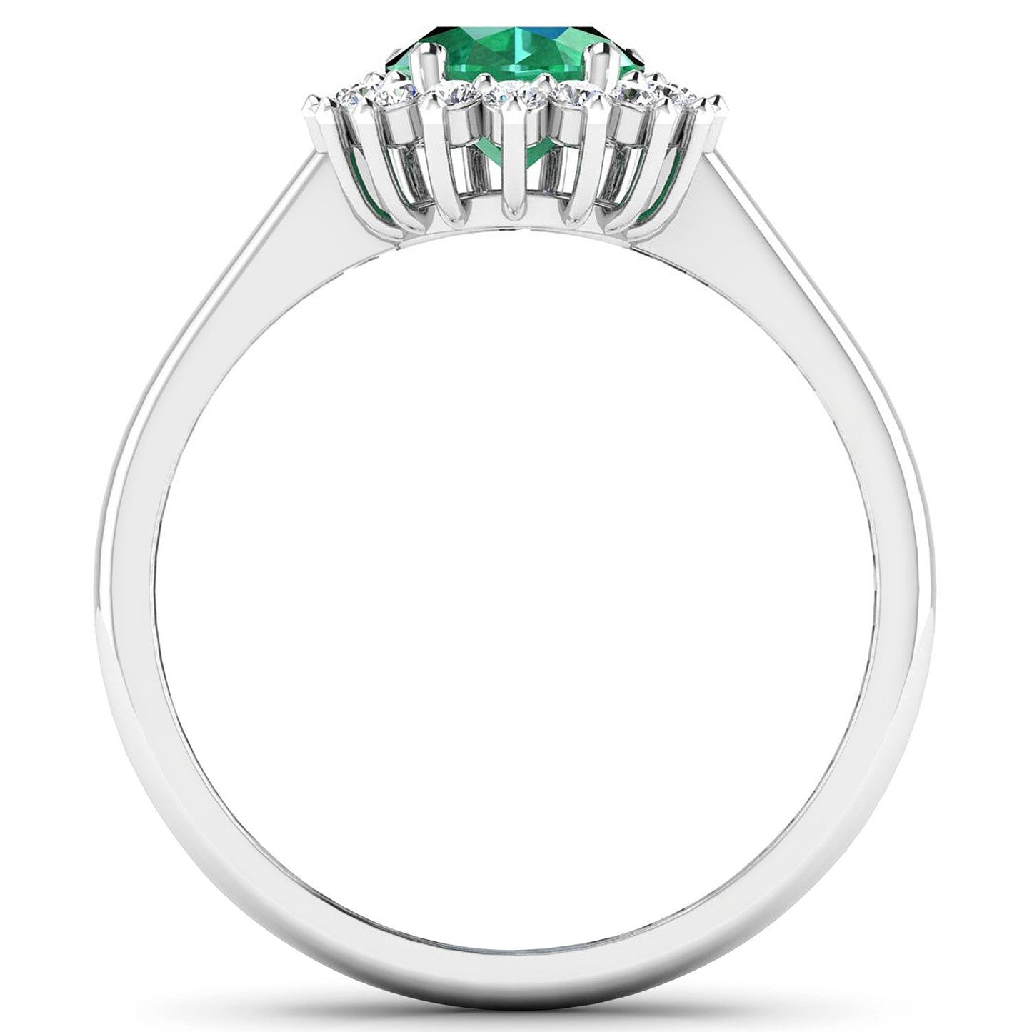 1.87 Carat Zambian Emerald & White Diamond 14K White Gold Ring
