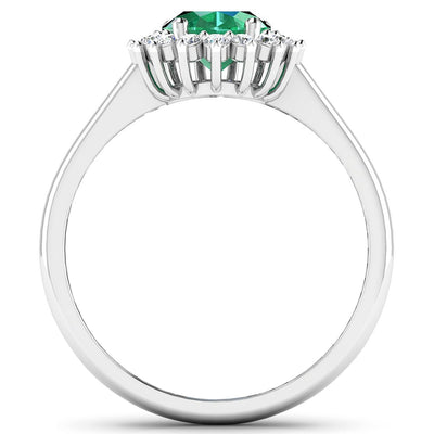 1.87 Carat Zambian Emerald & White Diamond 14K White Gold Ring