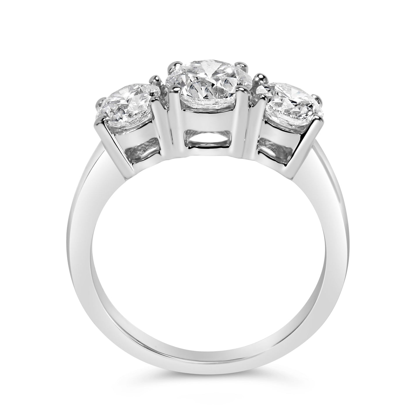 14K White Gold 2.00 Cttw Lab Grown Diamond 3 Stone Ring - Size 7