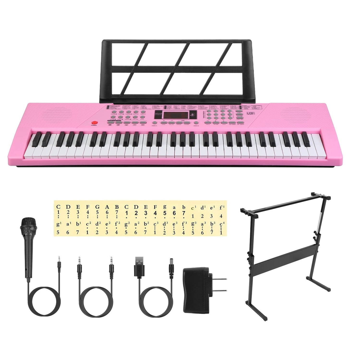 61-Key Digital Music Keyboard for Kids with Microphone Stand