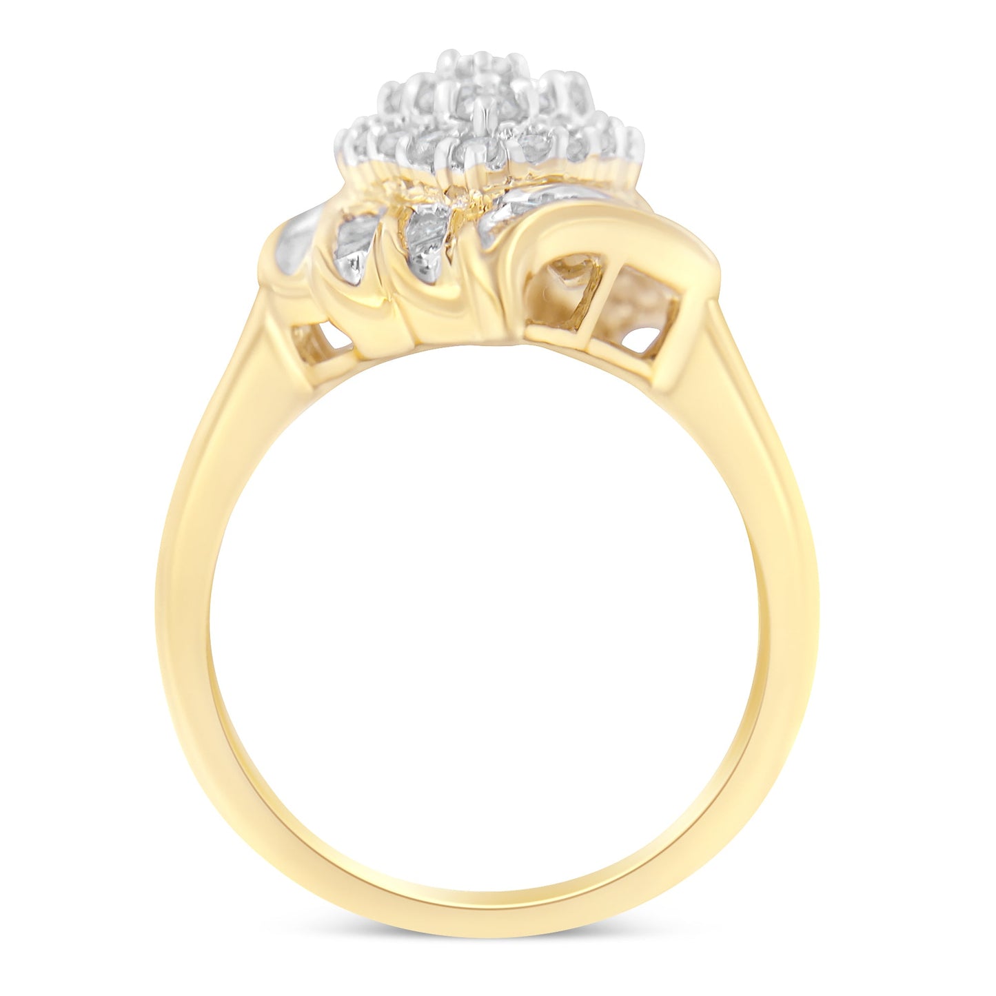 Anillo de cóctel de diamantes de oro amarillo de 10 quilates - Talla 8
