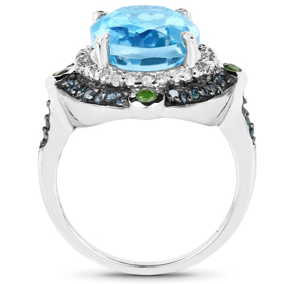 Bague de fiançailles en argent sterling .925 avec plusieurs pierres de 5,84 carats