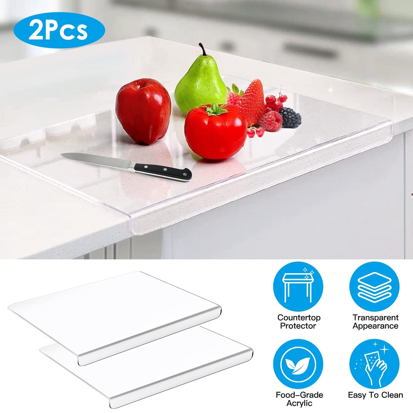 Tabla de Cortar de Acrílico Transparente Premium con Bisel para Encimera
