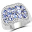 Bague en argent sterling avec tanzanite véritable de 2,62 carats et topaze blanche