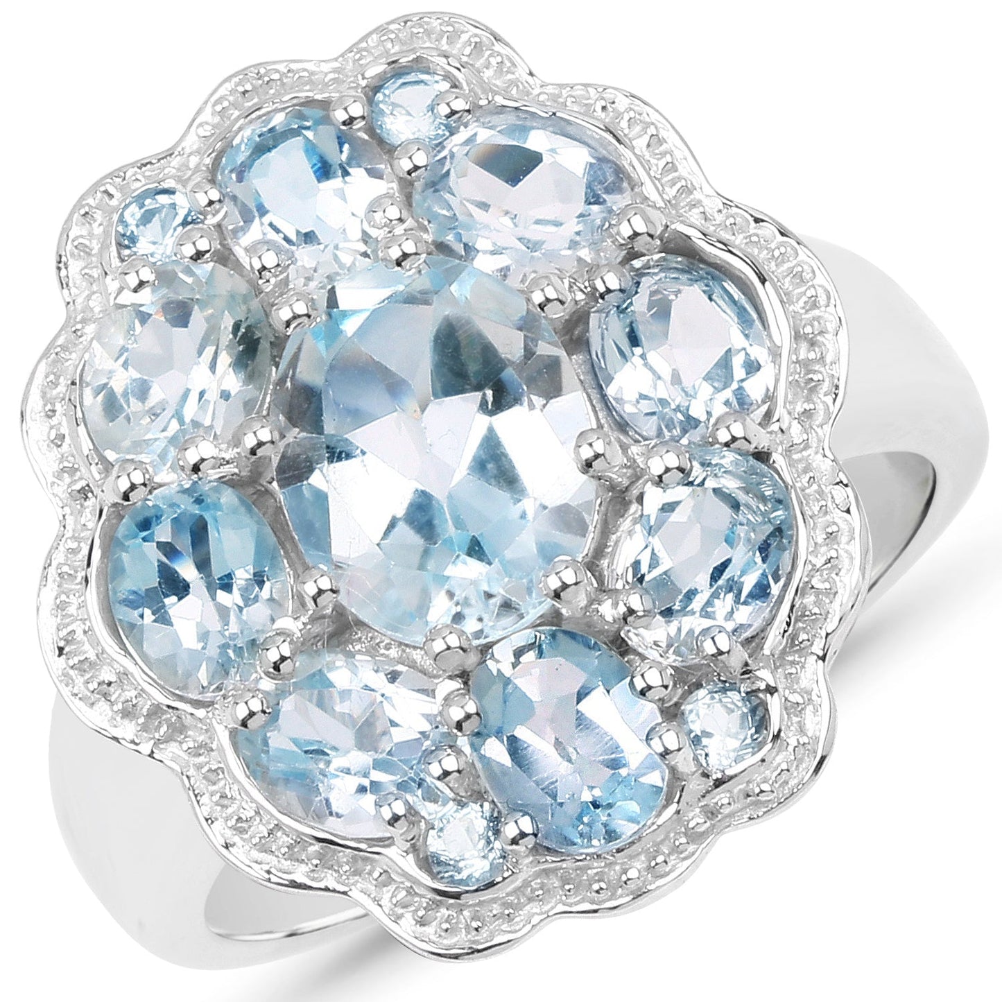 6.64 Carat Genuine Blue Topaz Sterling Silver Ring