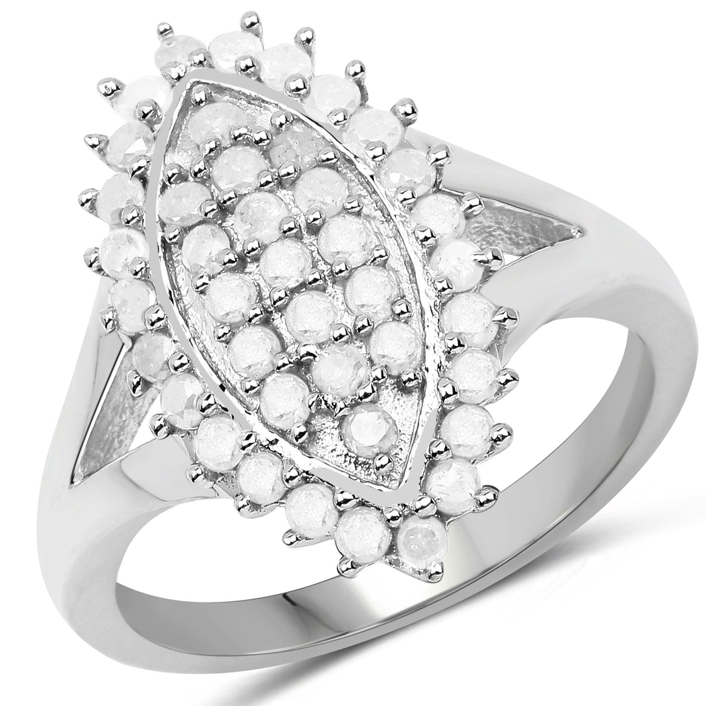 Anillo de Compromiso de Diamante Blanco Genuino de 0.62 Quilates en Plata de Ley