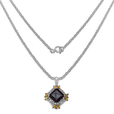 6.27 Carat Smoky Quartz, Citrine & White Topaz Pendant in Sterling Silver