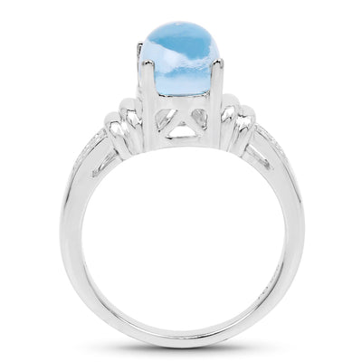 2.10 Carat Genuine Swiss Blue Topaz Sterling Silver Ring