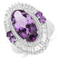 Bague en argent sterling avec améthyste véritable de 7,96 carats et topaze blanche