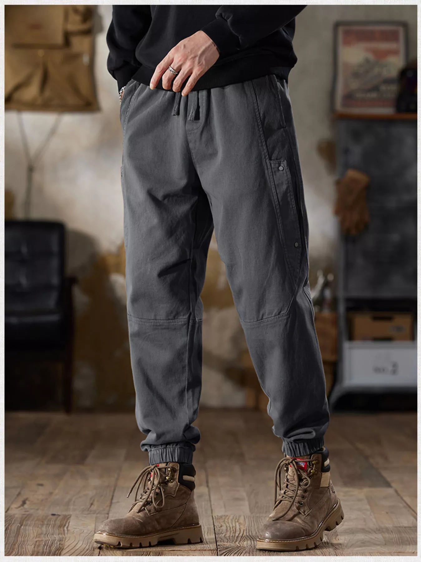 Men's Plus Size Casual Drawstring Cargo Joggers