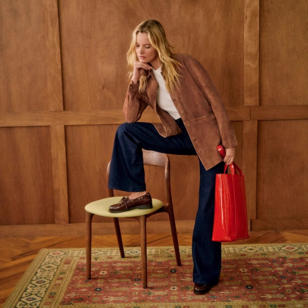 Veste en cuir synthétique à col châle