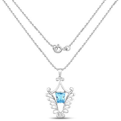 Pendentif en topaze bleue suisse véritable de 5,68 carats en argent sterling