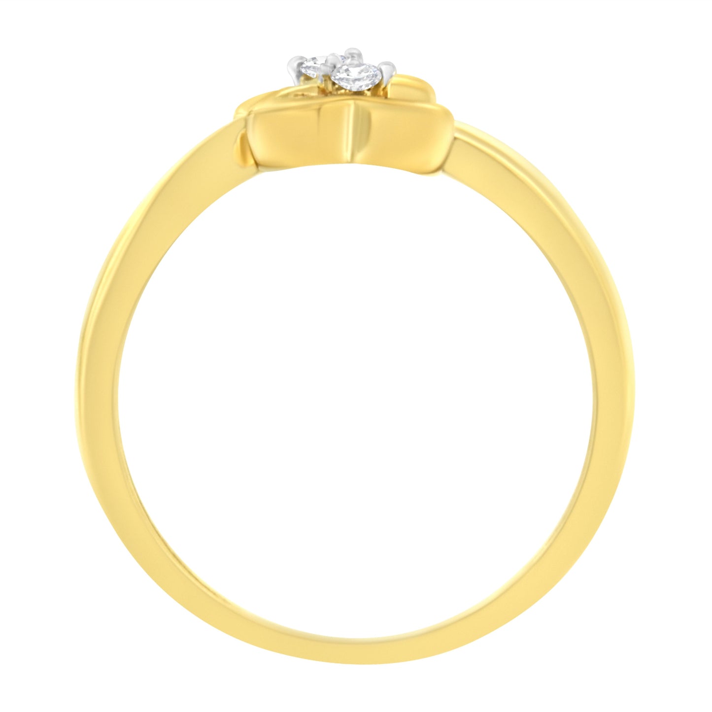 Bague en diamant à double cœur en or jaune 14KT - Taille 7
