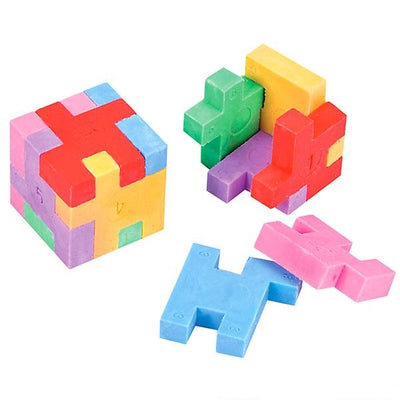 1" Puzzle Cube Erasers - 12 Pack