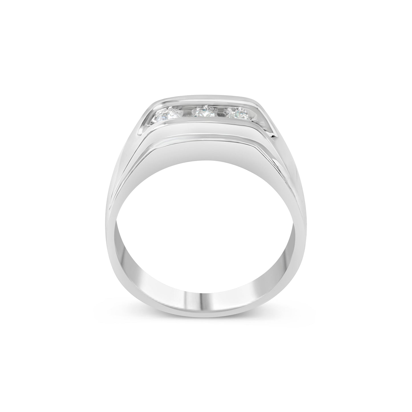 Bague en Argent Sterling .925 pour Homme avec Diamants Canalisés - Taille 10