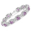 Bracelet de tennis en argent sterling .925 avec améthyste taillée en coussin et diamants - 7"