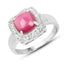 Anillo de Plata Esterlina con Rubí Relleno de Vidrio de 3.31 Quilates y Topacio Blanco