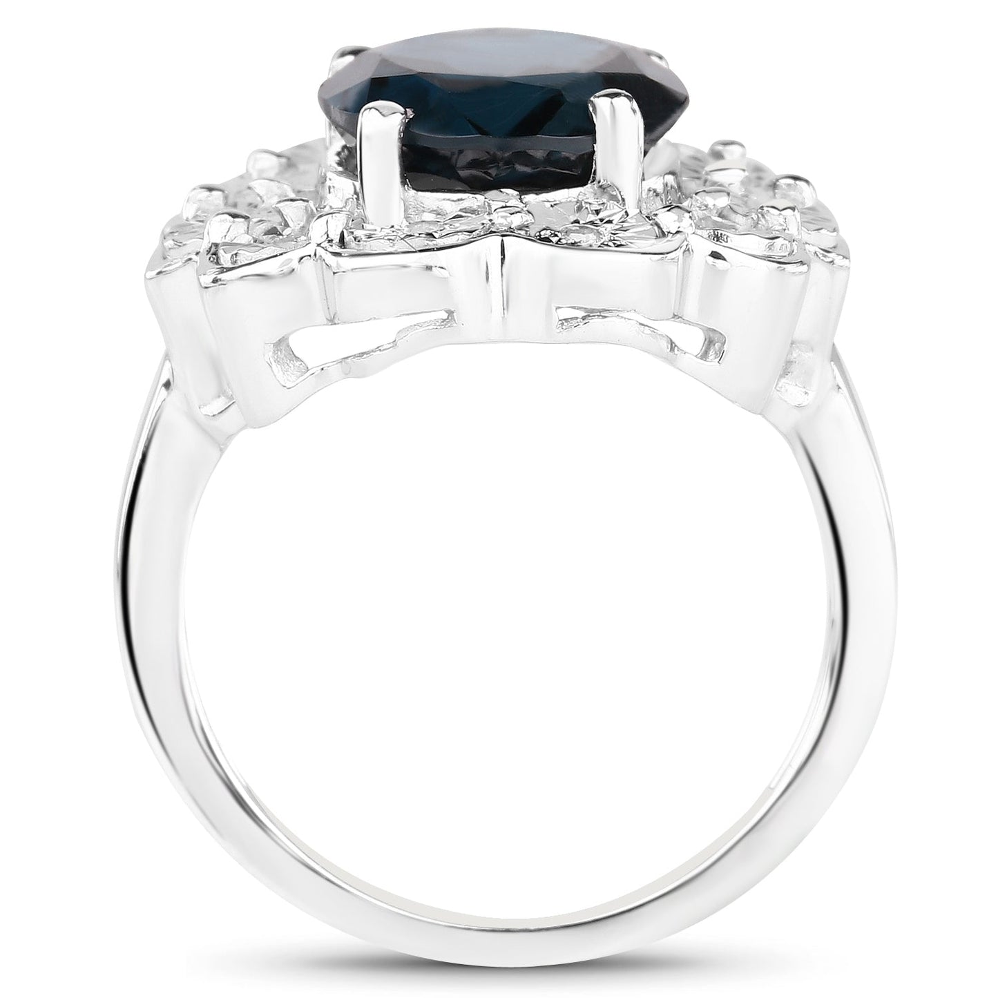 Anillo de plata esterlina con topacio azul de Londres y diamantes de 5.11 quilates