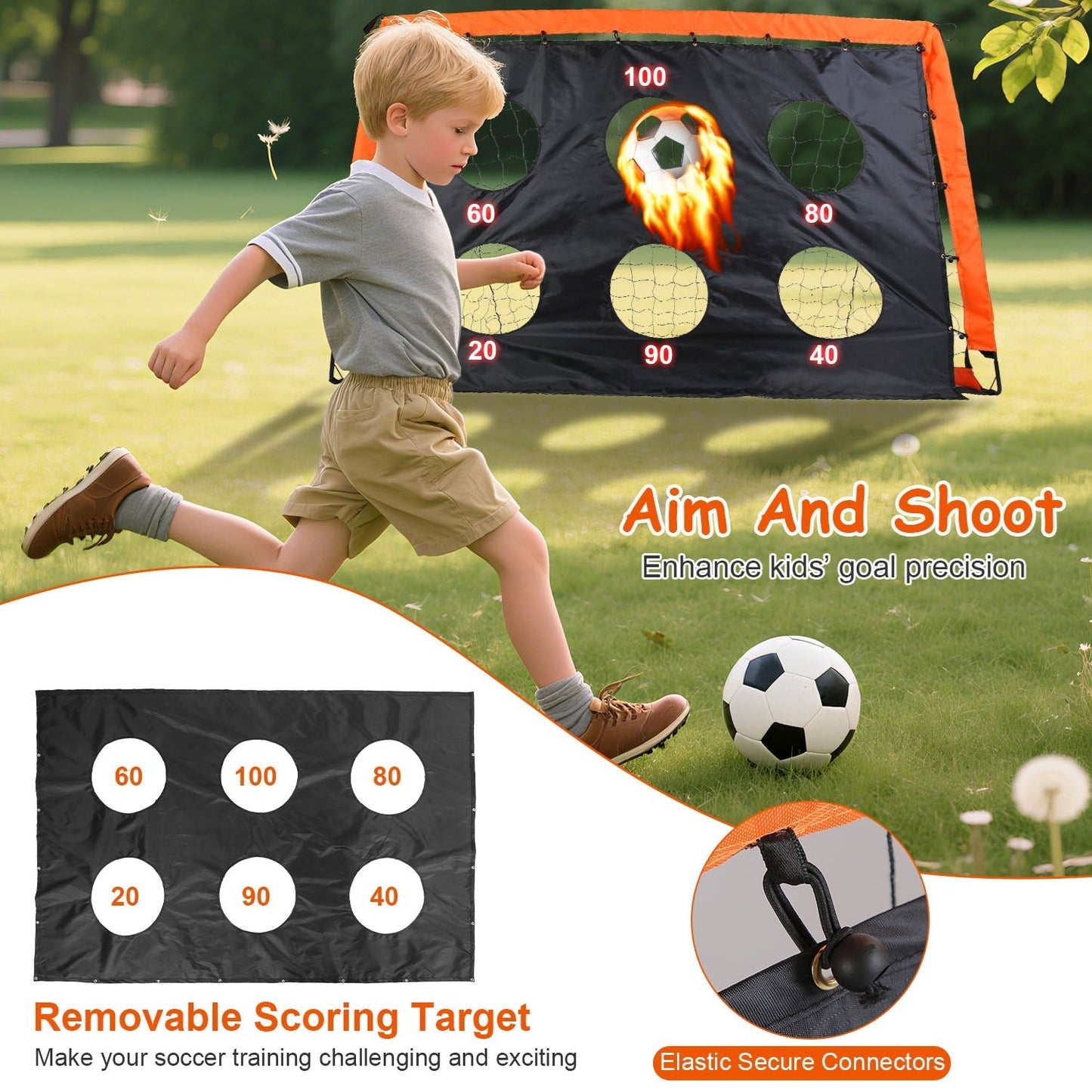 Ensemble de buts de soccer pour enfants - Équipement d'entraînement portable pour les 3 ans et plus