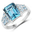 Anillo de plata esterlina con topacio azul de Londres y topacio azul suizo de 4.39 quilates