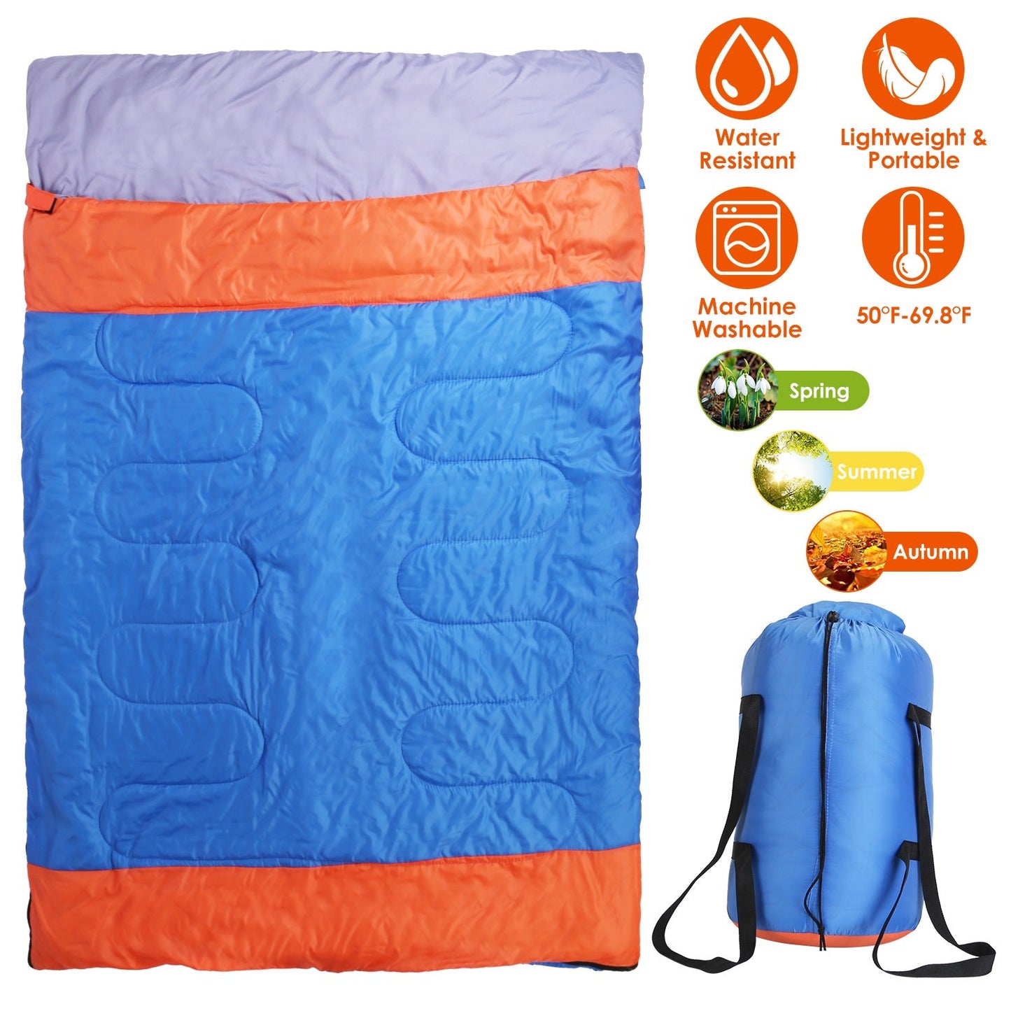 Saco de dormir plegable GBruno para 3 personas