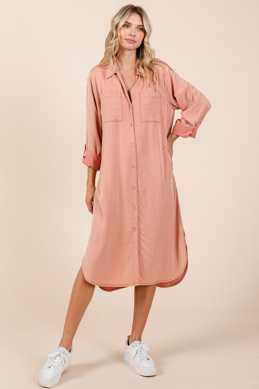Robe Chemise à Manches Longues Boutonnée pour Femmes - Intemporelle et Polyvalente