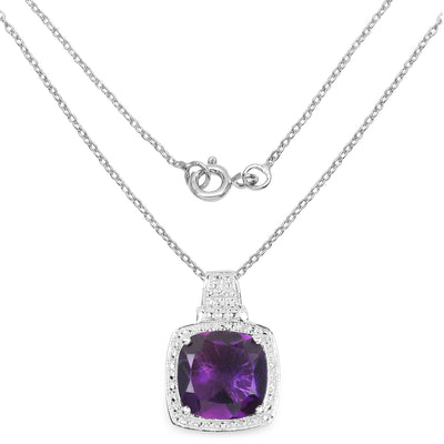 5.85 Carat Genuine Amethyst Sterling Silver Pendant