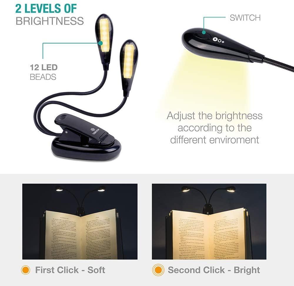 Versatile Dual Gooseneck LED Clip Lamp for Reading & Music Stand - Korvel