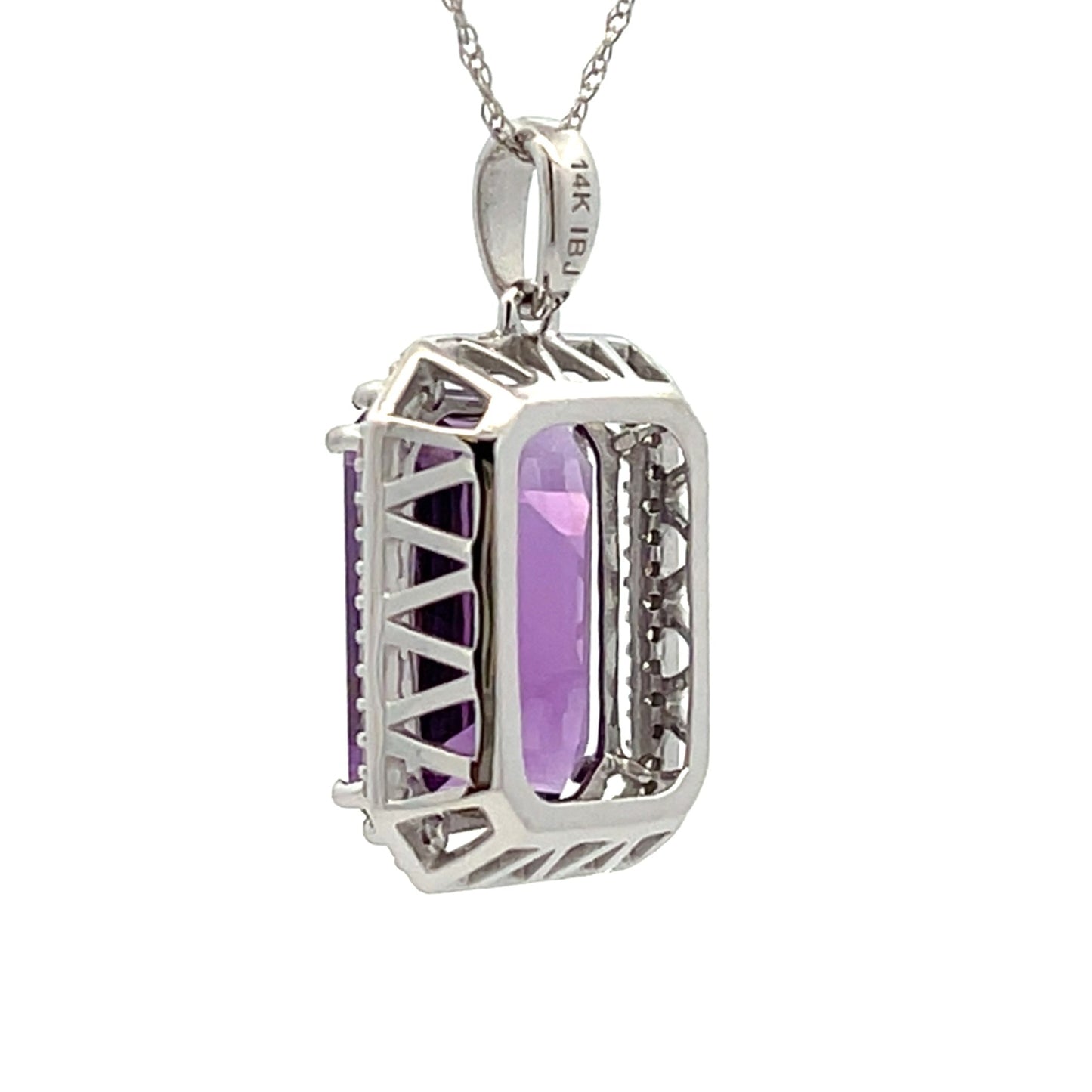 Amethyst and Diamond Pendant in 14KT White Gold