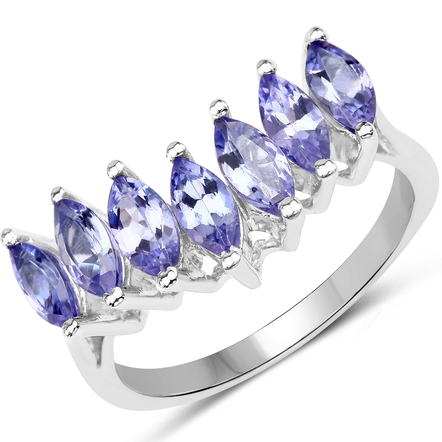Anillo de Compromiso de Plata Esterlina con Tanzanita Genuina de 1.68 Quilates