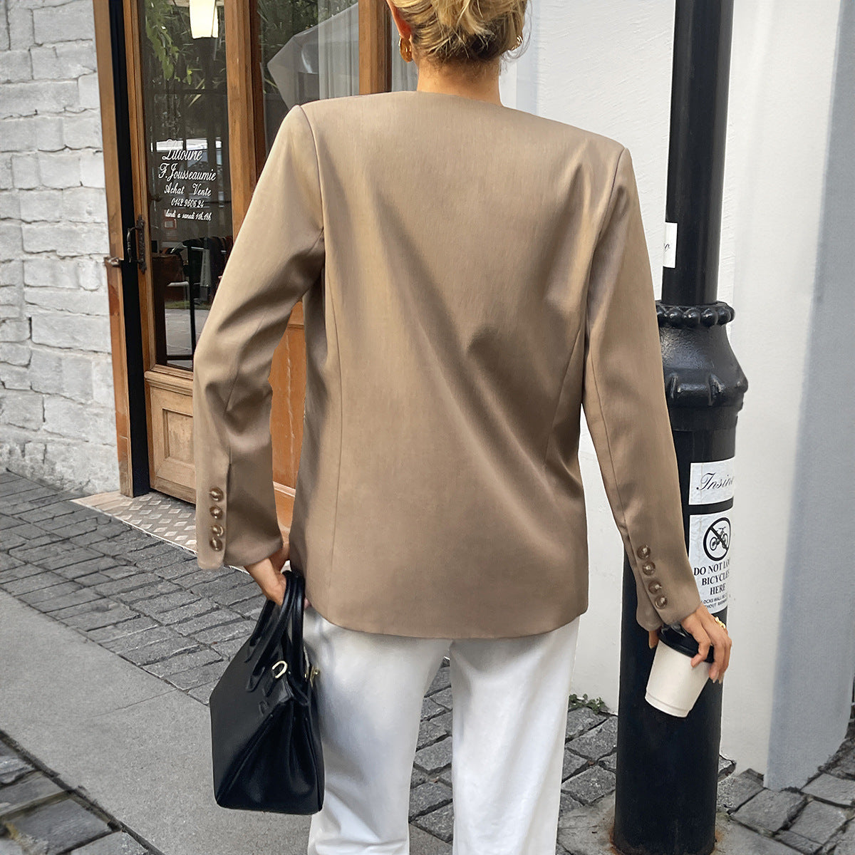 Chic Solid-Color Long-Sleeve Blazer