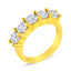Anillo de boda de 5 piedras con diamantes de 2.0 Cttw en plata de ley chapada en oro amarillo de 14K