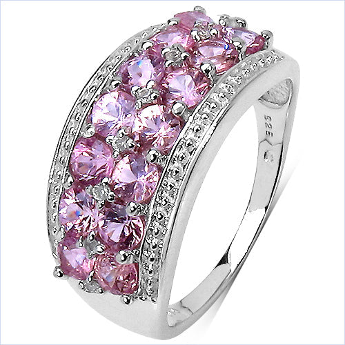 2.00 Carat Pink Sapphire & White Topaz Sterling Silver Ring