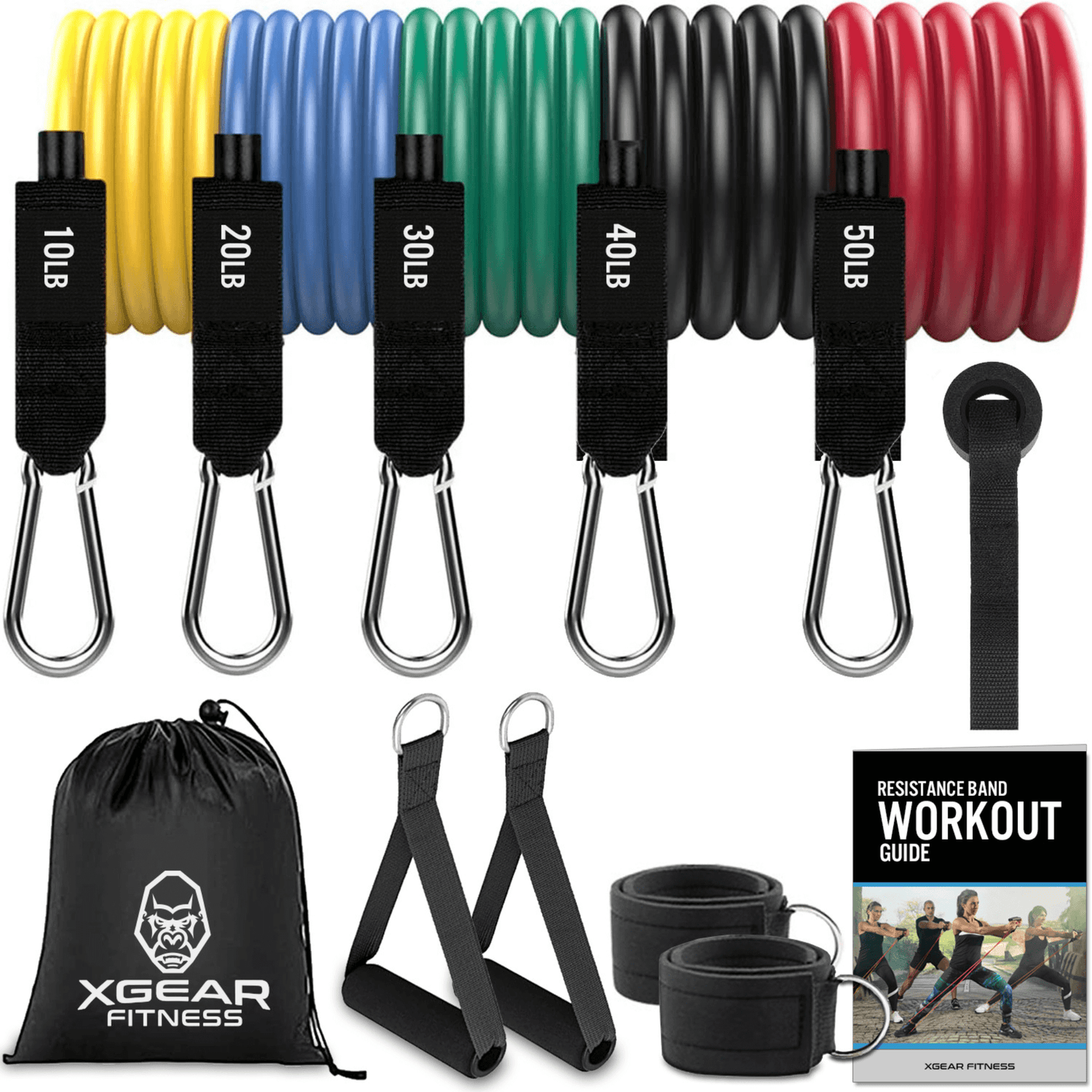 XGear Fitness 11-Piece Resistance Band Set with Handles