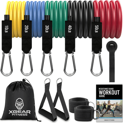 XGear Fitness 11-Piece Resistance Band Set with Handles