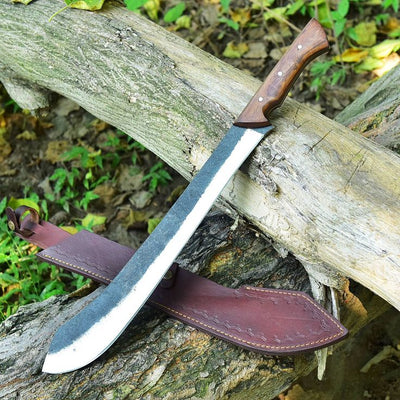 Ultimate Outdoor Survival Knife – 19" Handcrafted High Carbon Steel Blade with Elegant Rosewood Handle - Korvel