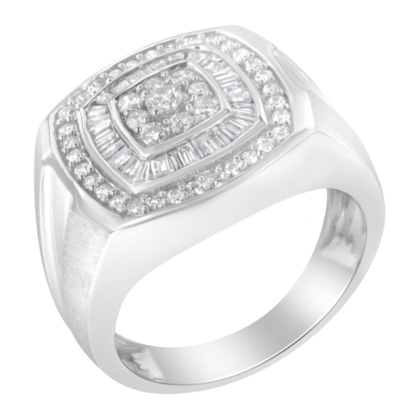 14K White Gold Men's Diamond Band Ring with 1 cttw Diamonds