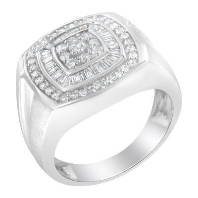 14K White Gold Men's Diamond Band Ring with 1 cttw Diamonds