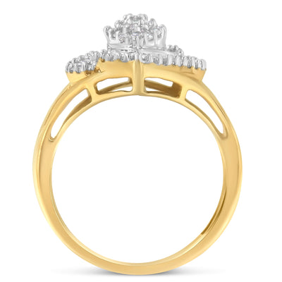 Anillo de cóctel de diamantes de oro amarillo de 10 quilates - Talla 6-1/2