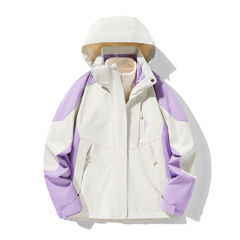Three-in-One Waterproof Windproof Parka with Fleece Lining