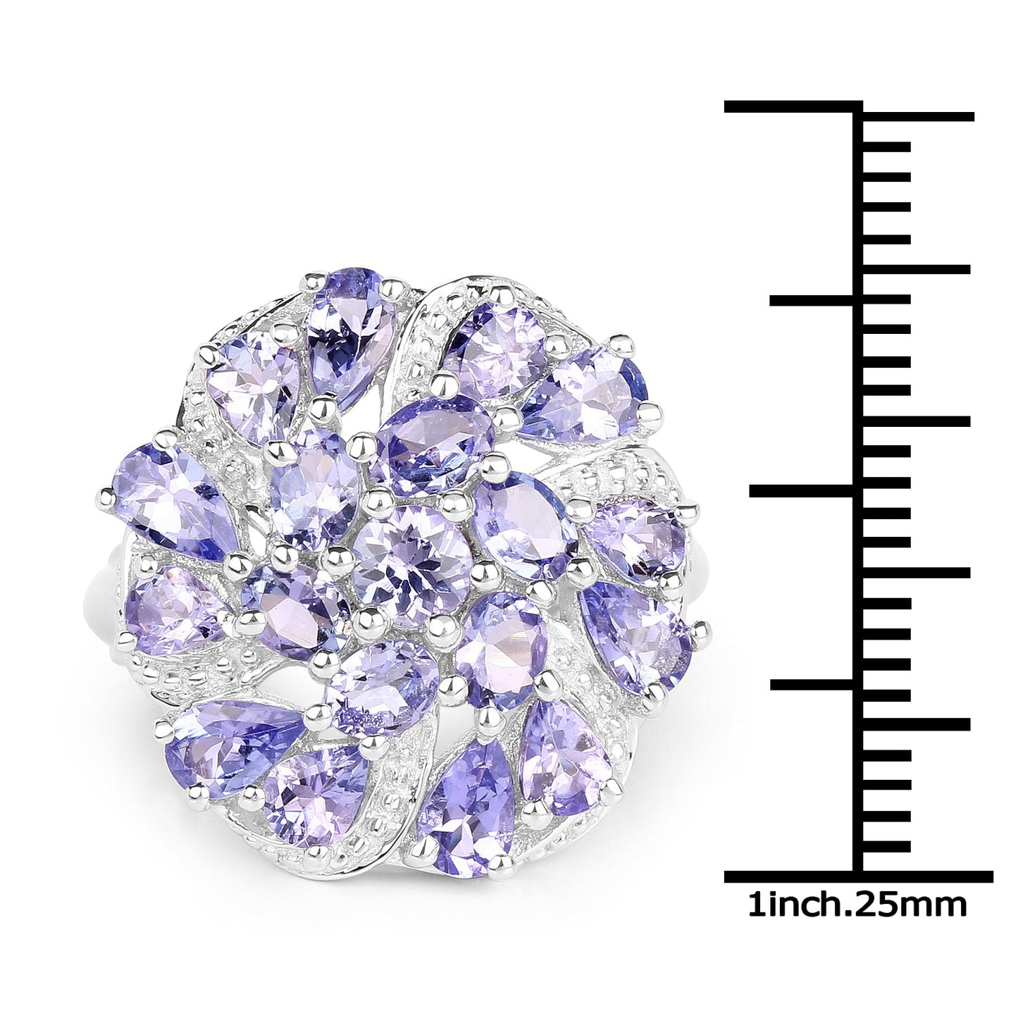 Elegant Tanzanite Cluster Ring in Sterling Silver