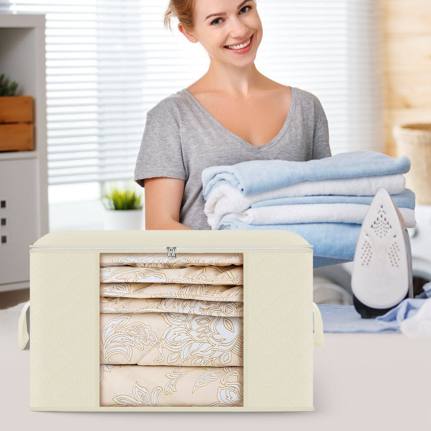 2Pcs Large Capacity Clothes Storage Bag with Clear Window