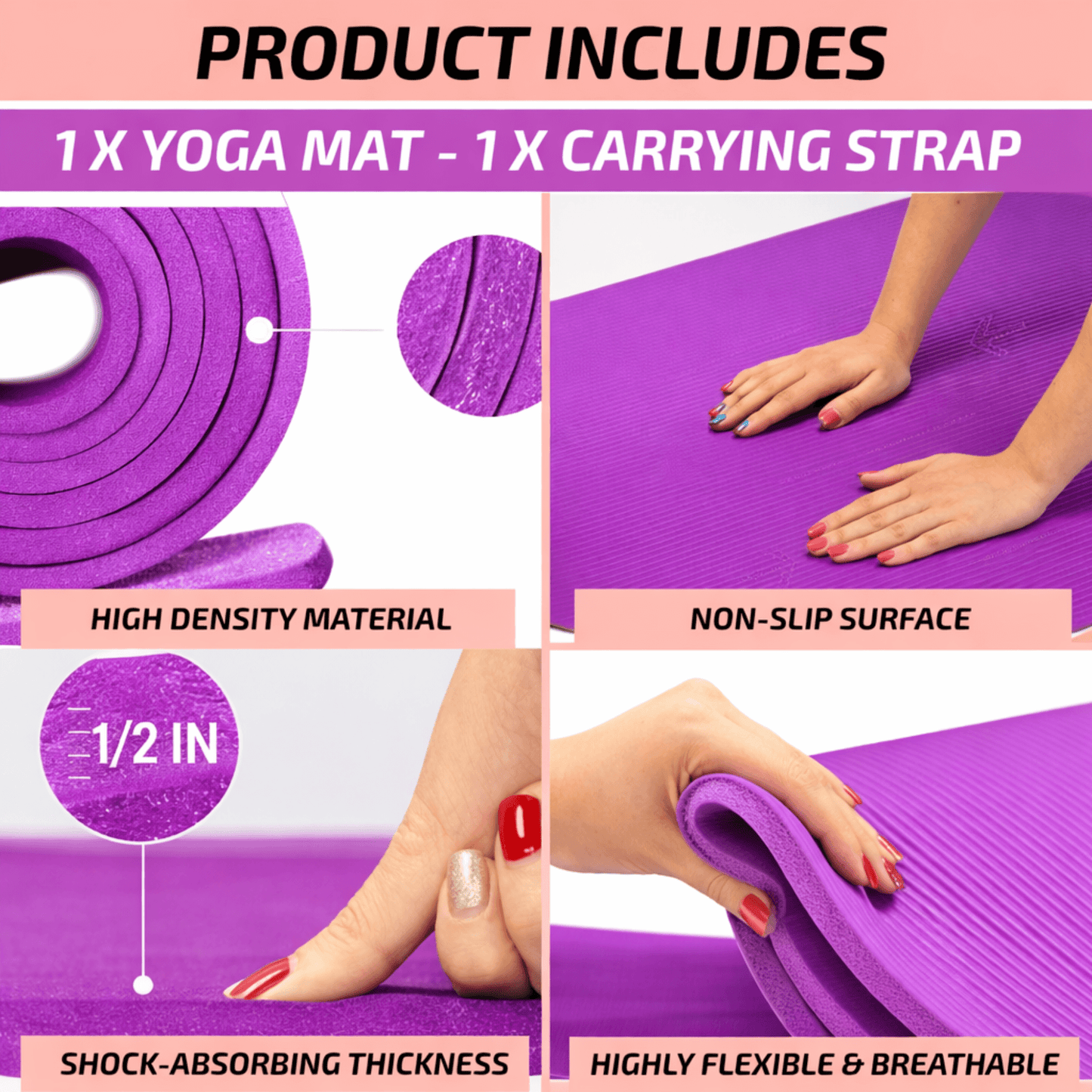 XGear Fitness Esterilla de Yoga de Viaje Gruesa con Correa de Transporte