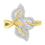 Anillo de tres hojas con diamantes en oro amarillo y blanco de 10k - Talla 7