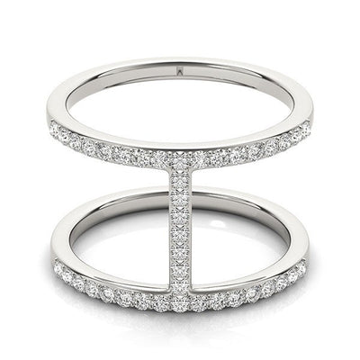 Anillo de Diamante de Estilo Puente de Doble Banda en Oro Blanco de 14k
