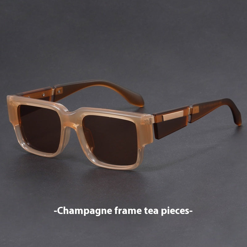 Lunettes de soleil carrées épaisses bleu gris - Style rétro
