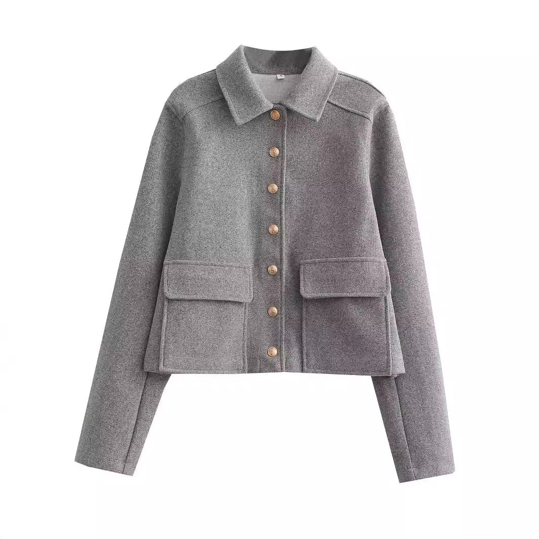 Women's Soft Metal-Buckle Decorated Coat